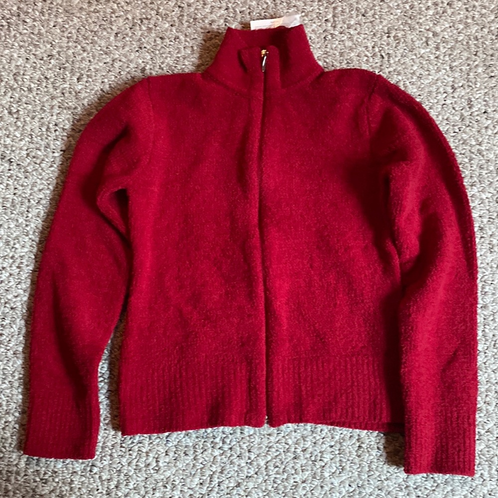 Kashwere Red Zip Up Microfiber jacket. Size S